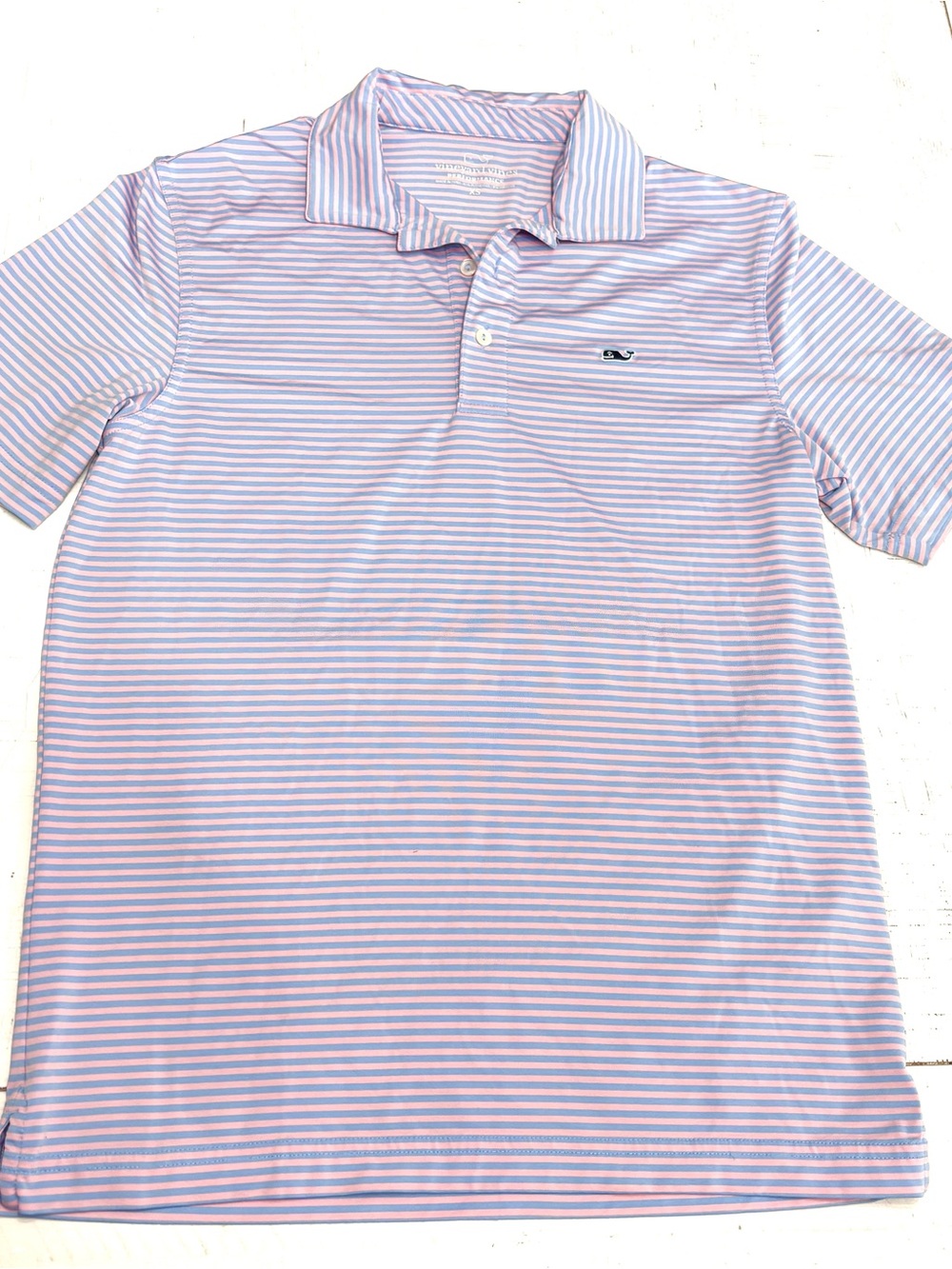 Vineyard Vines Men’s Pink and White Striped Polo XS